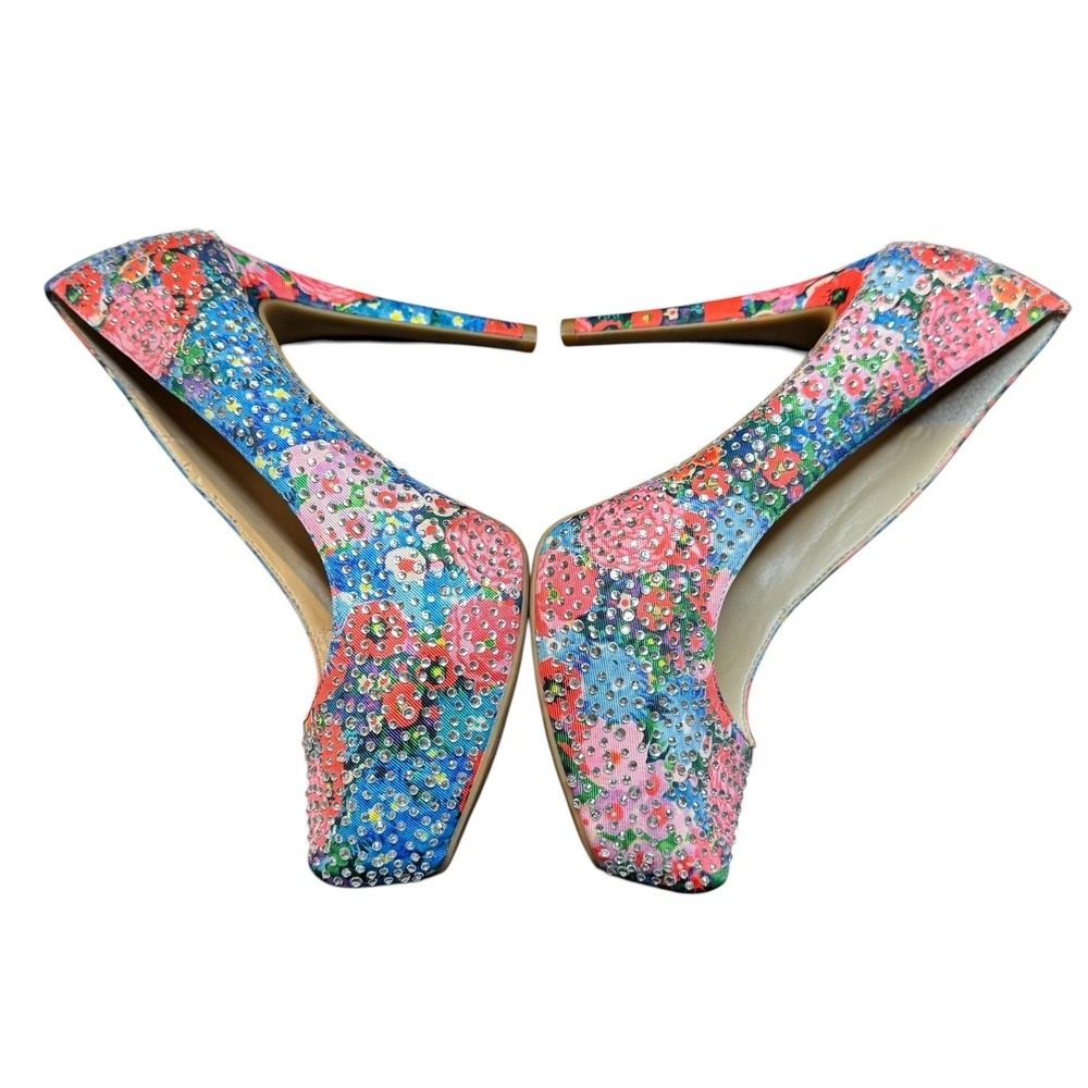 Gianni Bini Shoes Womens Size 6.5 Floral Rhinestone Pumps Stiletto Heels - Picture 8 of 12